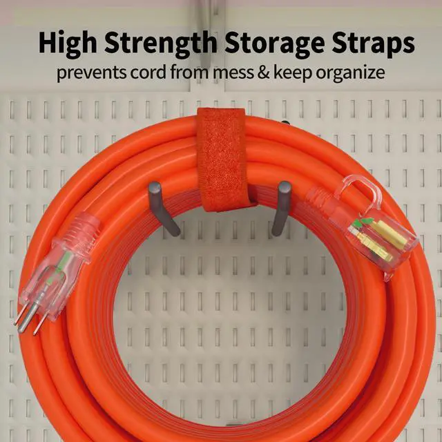 Alt view image 4 of 7 - 15 ft 12/3 Outdoor Extension Cord Waterproof Heavy Duty with Lighted Indicator End 12 Gauge 3 Prong, Flexible Cold-Resistant Long Power Cord Outside, 15Amp 1875W SJTW Orange ETL Listed