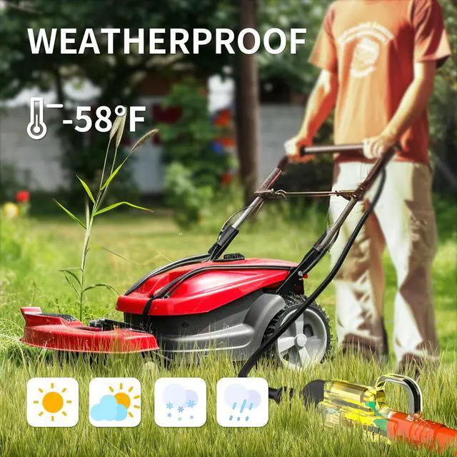 Alt view image 7 of 7 - 15 ft 12/3 Outdoor Extension Cord Waterproof Heavy Duty with Lighted Indicator End 12 Gauge 3 Prong, Flexible Cold-Resistant Long Power Cord Outside, 15Amp 1875W SJTW Orange ETL Listed