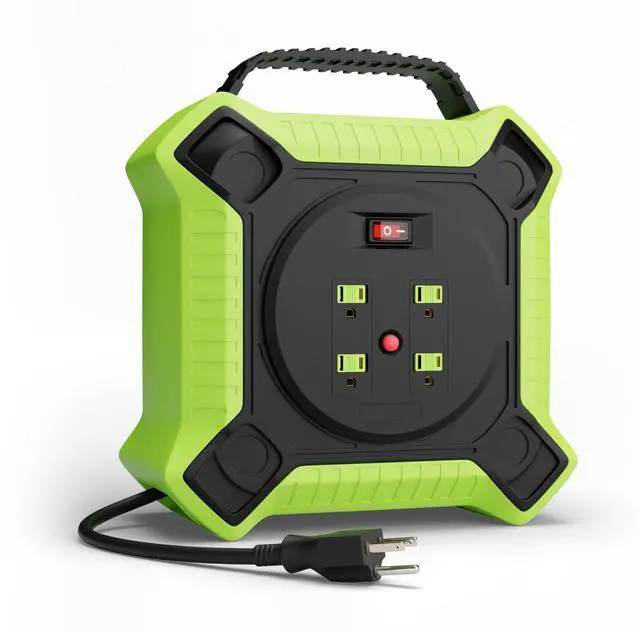 Main image of 35 FT Retractable Extension Cord Reel Heavy Duty 14AWG/3C SJTW Power Cord Reel with 4 Electrical outlets for Garage and Shop, 10 Amp Circuit Breaker ETL Listed