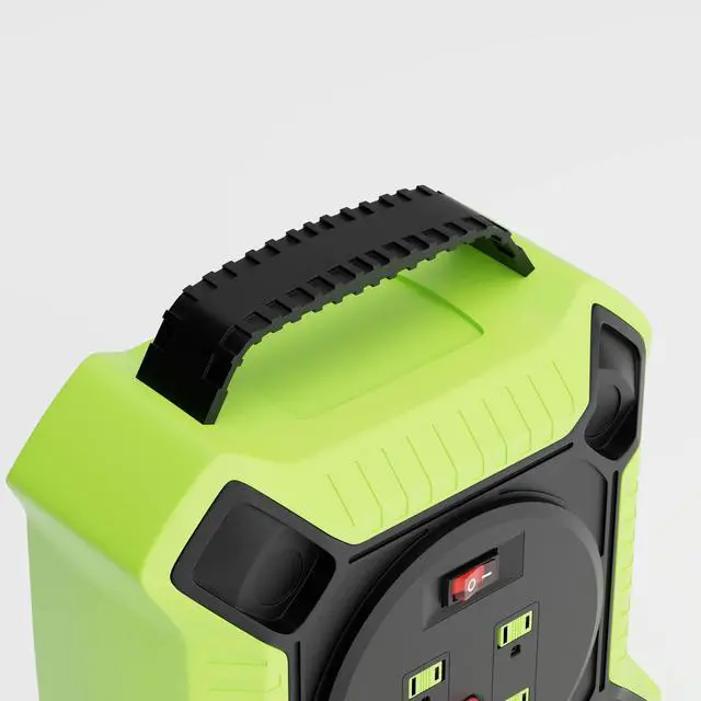 Alt view image 2 of 6 - 35 FT Retractable Extension Cord Reel Heavy Duty 14AWG/3C SJTW Power Cord Reel with 4 Electrical outlets for Garage and Shop, 10 Amp Circuit Breaker ETL Listed