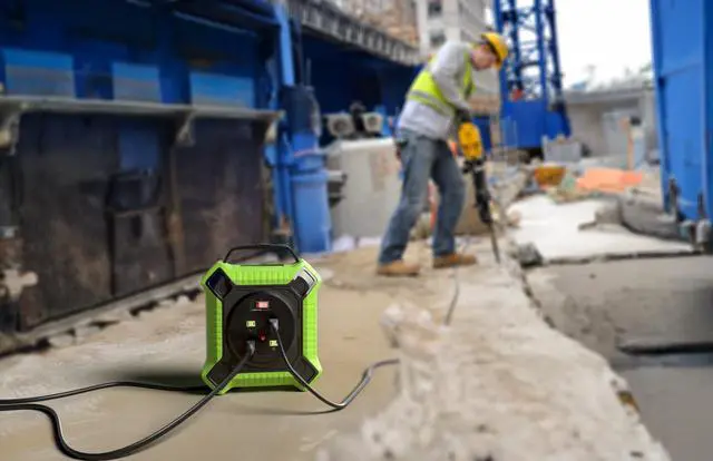 Alt view image 5 of 6 - 35 FT Retractable Extension Cord Reel Heavy Duty 14AWG/3C SJTW Power Cord Reel with 4 Electrical outlets for Garage and Shop, 10 Amp Circuit Breaker ETL Listed