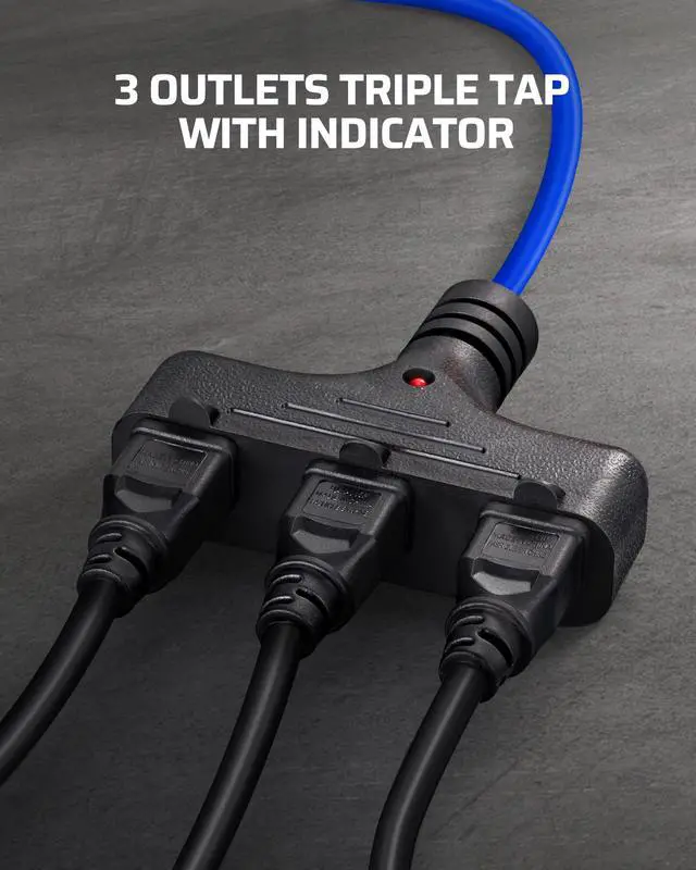 Alt view image 7 of 7 - 30FT Extension Cord Reel, 16/3 Gauge SJTW Power Cord, Retractable Cord Reel with 3 Outlets, Ceiling/Wall Mount for Garage, Workshop, 10A Circuit Breaker, Metal Plate, UL Listed, Blue