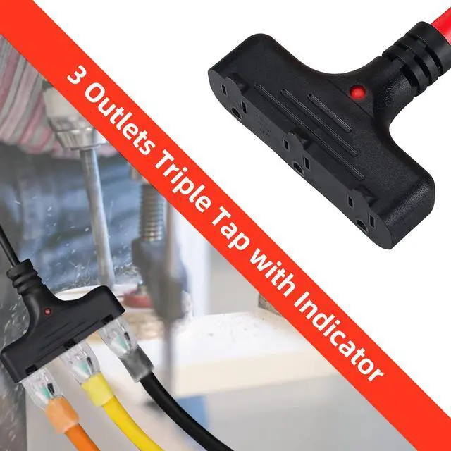 Alt view image 6 of 7 - 30 Ft Retractable Extension Cord Reel, 16/3 SJTW Power Cord with 3 Electrical Outlets, Ceiling or Wall Mount, 10 Amp Circuit Breaker, Adjustable Stopper, Metal Plate, UL Listed,Red