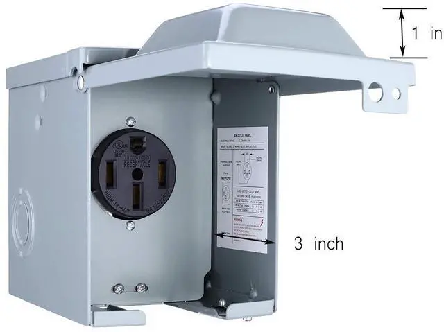 Alt view image 7 of 7 - 50 Amp 125/250 Volt RV Power Outlet Box, Enclosed Lockable Weatherproof Outdoor Electrical NEMA 14-50R Receptacle Panel, for RV Camper Travel Trailer Motorhome Electric Car Generator.