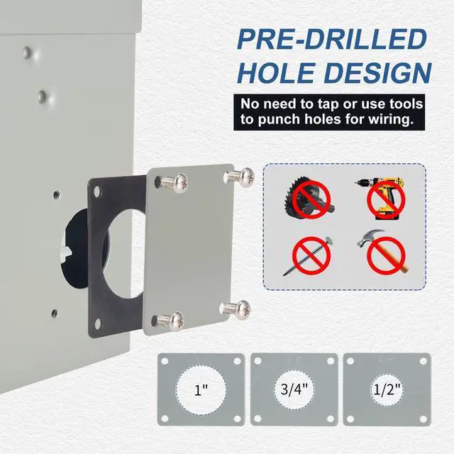 Alt view image 5 of 7 - 50 Amp EV/RV Power Outlet Box, Extra Heavy Duty EV-Grade 14-50R Receptacle, NEMA 3R Enclosed Lockable Weatherproof Outdoor Metal Box, EV Charger, 3-Pole, 4-Wire, ETL Listed