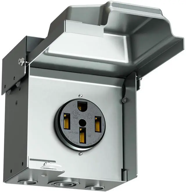 50 Amp RV Power Outlet Box, 125/250V ETL Listed Outdoor NEMA 14-50R Receptacle Panel, Temporary Hookup Electrical Box for RV, EV Charger, Camper, Home Garage, with Lockable Cover