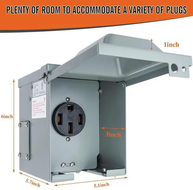 Alt view image 6 of 7 - RV Power Outlet Box 50 Amp 125/250V, RV Power Receptacle Panel Plug,RV Nema 14-50R Receptacle Box Lockable Weatherproof Electrical Box,RV Power Outlet Box for RV Camper Travel Trailer Motorhome.