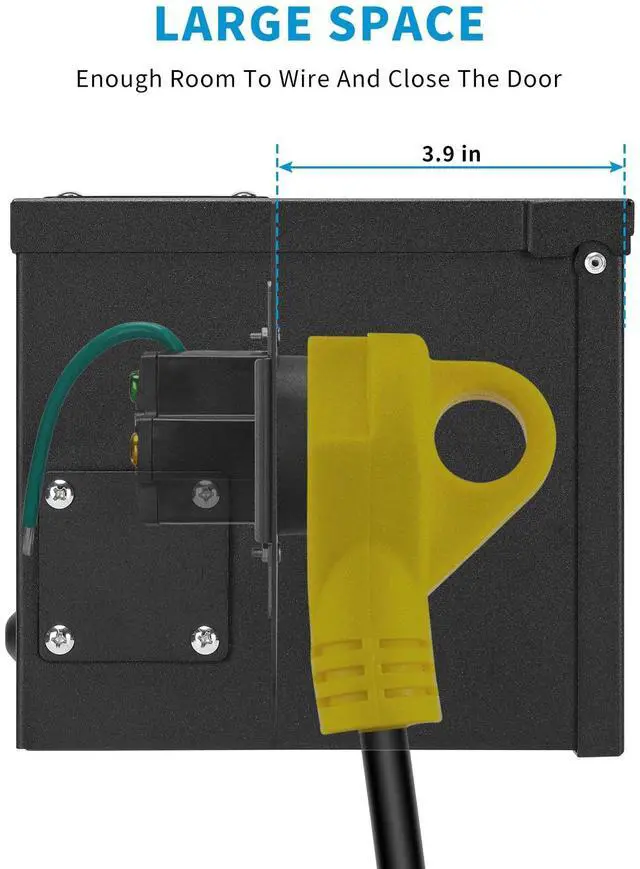 Alt view image 3 of 7 - 50 Amp RV Power Outlet Box, 125/250 Volt NEMA 14-50R RV Receptacle, Enclosed Weatherproof Lockable Outdoor Electrical Panel Outlet for RV Camper Travel Trailer Electric Car