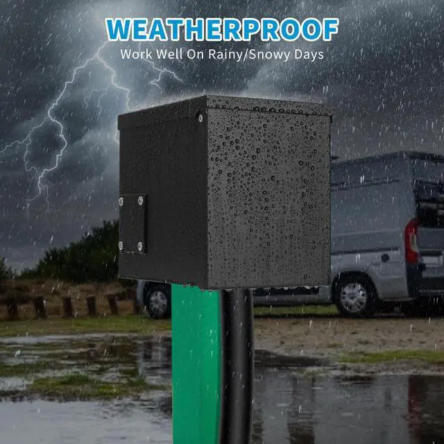 Alt view image 4 of 7 - 50 Amp RV Power Outlet Box, 125/250 Volt NEMA 14-50R RV Receptacle, Enclosed Weatherproof Lockable Outdoor Electrical Panel Outlet for RV Camper Travel Trailer Electric Car