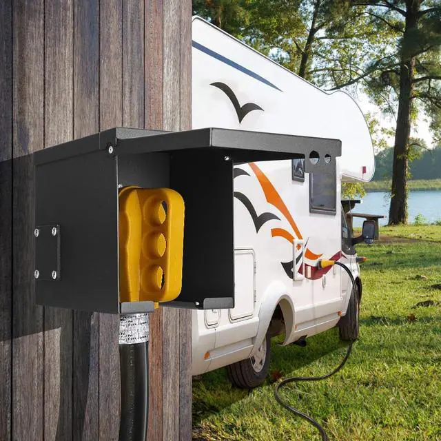 Alt view image 7 of 7 - 50 Amp RV Power Outlet Box, 125/250 Volt NEMA 14-50R RV Receptacle, Enclosed Weatherproof Lockable Outdoor Electrical Panel Outlet for RV Camper Travel Trailer Electric Car