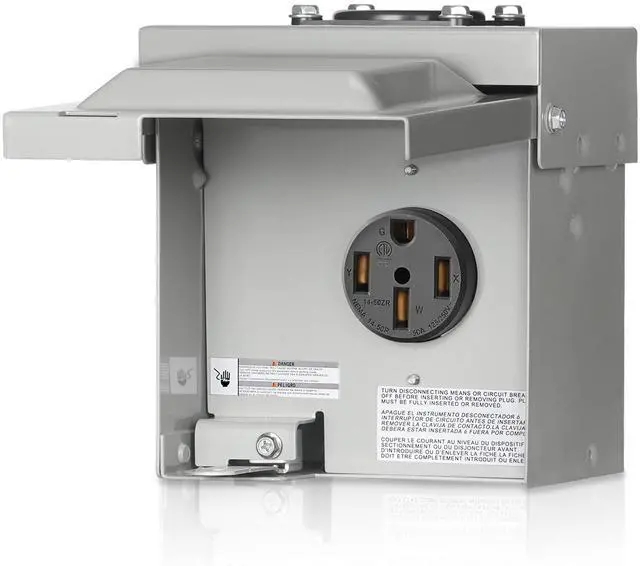 Main image of 50 Amp RV Power Outlet Box, 125V/250V NEMA 14-50R RV Outlet, Weatherproof Outdoor Electrical Box with Receptacle Panel, Enclosed Lockable Power Box for RV Camper, ETL Listed H01OB06