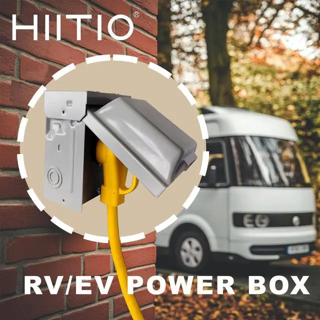 Alt view image 6 of 7 - 50 Amp NEMA 14-50R Power Outlet Box 125/250 Volt, Heavy Duty Lockable Weatherproof Outdoor Electrical Panel, Outdoor Receptacle for EV RV Generator Camper Motorhome, ETL Listed, HDS2-003