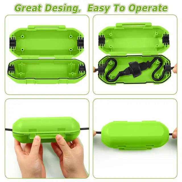 Alt view image 3 of 7 - 2 Pack Extension Cord Cover Outdoor, IP54, Connection Box to Protect Outdoor Outlet, Plug, Christmas Holiday Decoration Light, Green