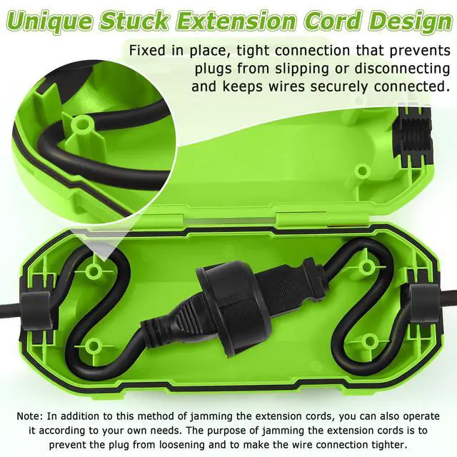 Alt view image 4 of 7 - 2 Pack Extension Cord Cover Outdoor, IP54, Connection Box to Protect Outdoor Outlet, Plug, Christmas Holiday Decoration Light, Green