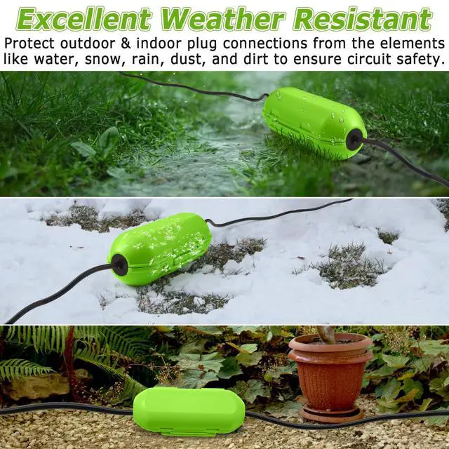 Alt view image 7 of 7 - 2 Pack Extension Cord Cover Outdoor, IP54, Connection Box to Protect Outdoor Outlet, Plug, Christmas Holiday Decoration Light, Green