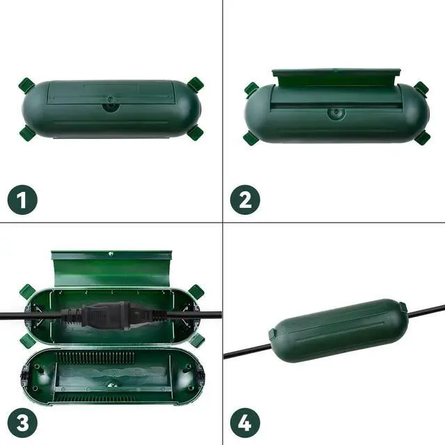 Alt view image 7 of 7 - 2 Pcs Outdoor Waterproof Extension Cord Safety Box Weatherproof Resistant Seal Housing IP44Waterproof Connection Box for Protect Holiday String Lights Wires and Plugs (Green)