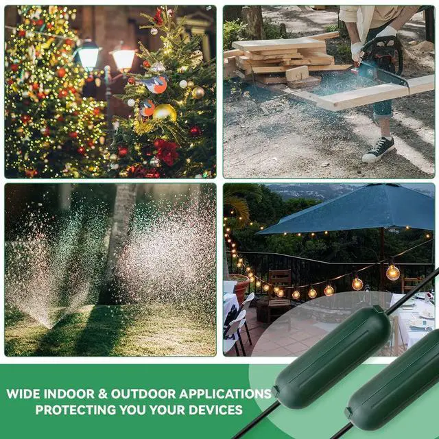 Alt view image 6 of 7 - 2 Pcs Outdoor Waterproof Extension Cord Safety Box Weatherproof Resistant Seal Housing IP44Waterproof Connection Box for Protect Holiday String Lights Wires and Plugs (Green)