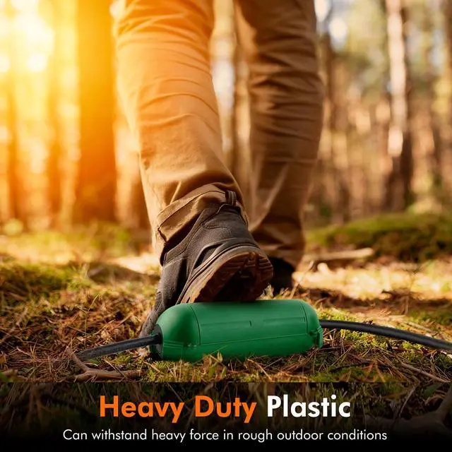 Alt view image 5 of 7 - 2 Pack Mini IP44 Waterproof Outdoor Connection Box with Lockable Latches and Mounting Holes, Weatherproof Extension Cord Safety Cover for Outdoor Plugs, Lights, Cables, Wires, Size Small, Green