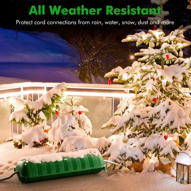 Alt view image 6 of 7 - Extension Cord Safety Cover, IP44 Waterproof Connection Box, Weatherproof Electrical Enclosure Seal to Protect Outdoor Outlet, Plug, Holiday Decoration Light, Fountain, Power Tool, Green