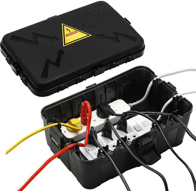 Main image of Large Outdoor Electrical Box Waterproof(12.5x8.5x5inch),IP54 Waterproof Outdoor Outlet Covers,Weatherproof Extension Cord Covers Protect Outlet,Plug,Timer,Power Strip,Holiday Light,Black