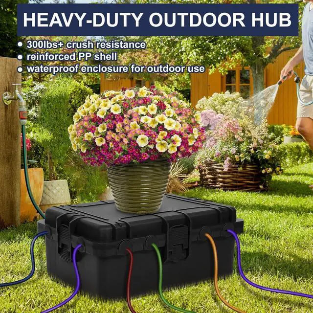 Alt view image 3 of 7 - Large Outdoor Electrical Box Waterproof, IP54 Extension Cord Cover Weatherproof Outdoor Outlet Covers, Protect Power Strip, Timer Outlet, Plug, Socket, Holiday Light, Black (12 x 9X 5 inch)