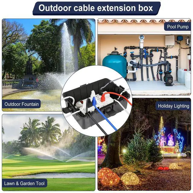 Alt view image 7 of 7 - Large Outdoor Electrical Box Waterproof, IP54 Extension Cord Cover Weatherproof Outdoor Outlet Covers, Protect Power Strip, Timer Outlet, Plug, Socket, Holiday Light, Black (12 x 9X 5 inch)