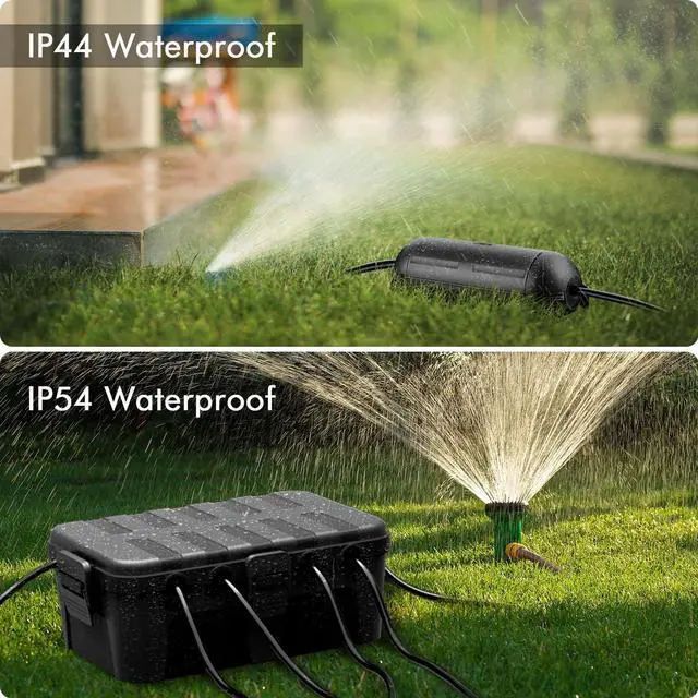 Alt view image 6 of 7 - IP54 Extra Large Outdoor Waterproof Box w/ 6 Cable Seal Entry, Weatherproof Extension Cord Safety Cover, Protect Power Strip, Timer Outlet Plug, Christmas Decoration, Black