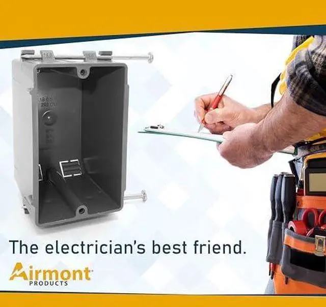 Alt view image 7 of 7 - (16 Pack) Plastic Electrical Box, Grey Outlet Box, Single Gang New Work Junction Box, Captive Nails, 18 cu. Inches, Length 3.75'', Width 2.25'', Depth 2.875'', 2 Hour Fire Rated Electrical Outlet Box