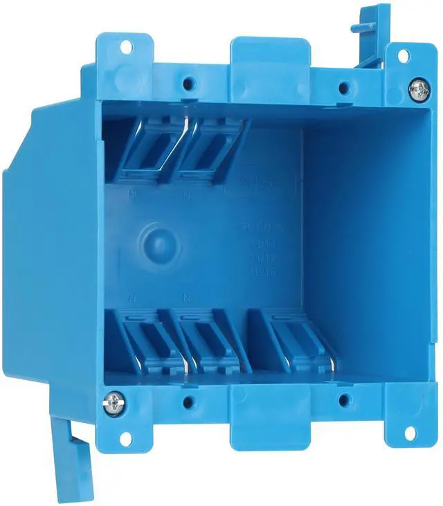 Main image of 2-Gang PVC Old Work Retrofit Standard Switch/Outlet Wall Electrical Box,Non-Metallic 2 Gang Junction Box,Blue 25 cu. Inches,ETL Listed,1PCS