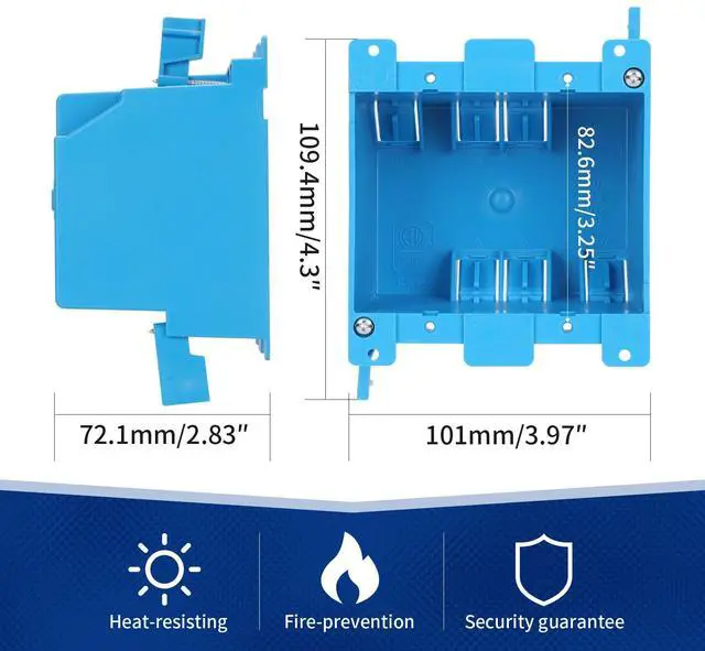 Alt view image 2 of 6 - 2-Gang PVC Old Work Retrofit Standard Switch/Outlet Wall Electrical Box,Non-Metallic 2 Gang Junction Box,Blue 25 cu. Inches,ETL Listed,1PCS