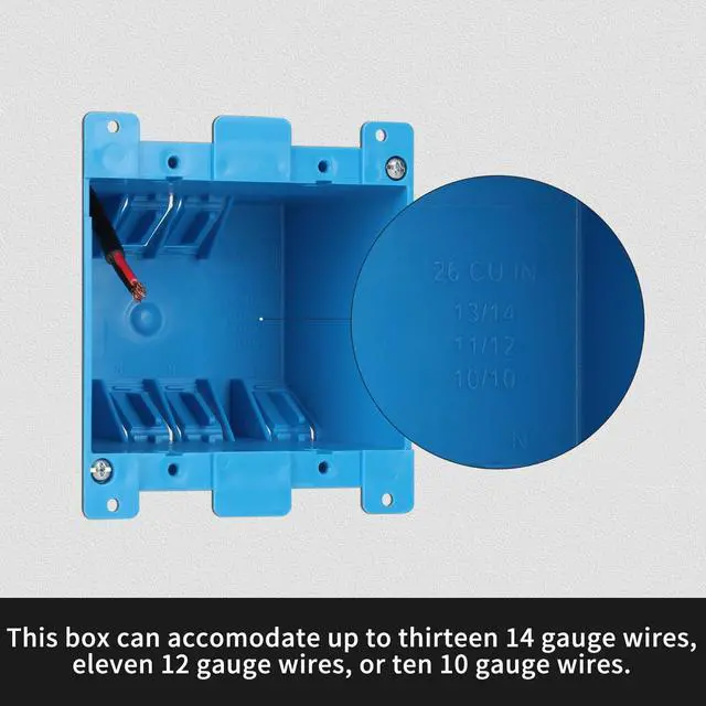 Alt view image 3 of 6 - 2-Gang PVC Old Work Retrofit Standard Switch/Outlet Wall Electrical Box,Non-Metallic 2 Gang Junction Box,Blue 25 cu. Inches,ETL Listed,1PCS