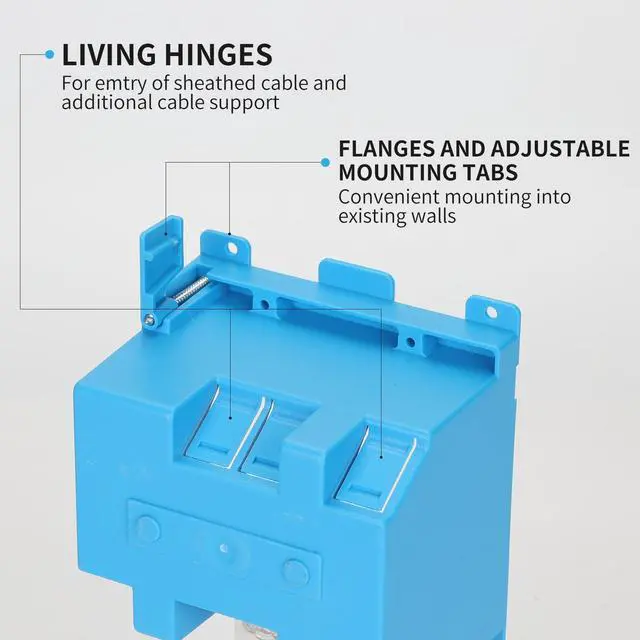 Alt view image 5 of 6 - 2-Gang PVC Old Work Retrofit Standard Switch/Outlet Wall Electrical Box,Non-Metallic 2 Gang Junction Box,Blue 25 cu. Inches,ETL Listed,1PCS