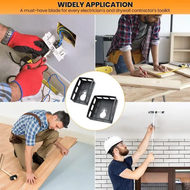 Alt view image 6 of 7 - 2 PCS Drywall Outlet Cutter Tools - Square Slot Cutter, Fits Most Oscillating Tool to Cut-in Single Gang Wall Boxes, Stainless Steel Electrical Box Cutter for Drywall, Sheetrock, Plywood (Black)