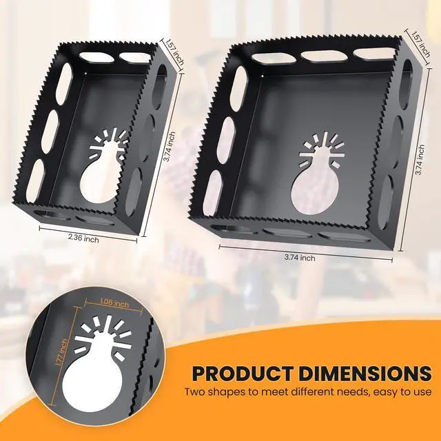 Alt view image 5 of 7 - 2 PCS Drywall Outlet Cutter Tools - Square Slot Cutter, Fits Most Oscillating Tool to Cut-in Single Gang Wall Boxes, Stainless Steel Electrical Box Cutter for Drywall, Sheetrock, Plywood (Black)