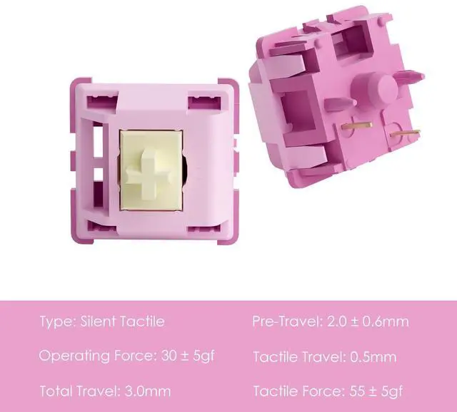 Alt view image 2 of 7 - V3 Creamy Purple Pro Keyboard Switch for Mechanical Gaming Keyboard, 5-Pin 30gf Tactile Switches Pre-Lubed Key switches(45pcs)