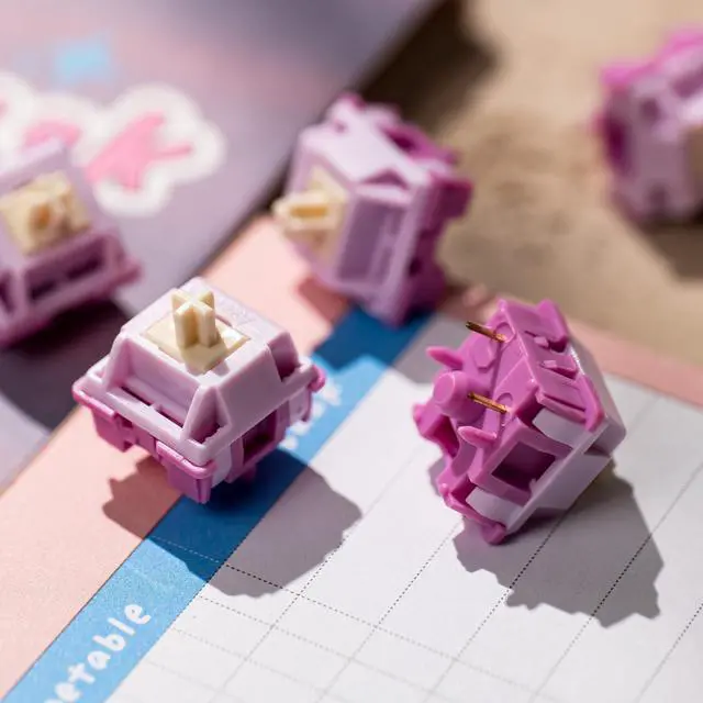 Alt view image 5 of 7 - V3 Creamy Purple Pro Keyboard Switch for Mechanical Gaming Keyboard, 5-Pin 30gf Tactile Switches Pre-Lubed Key switches(45pcs)