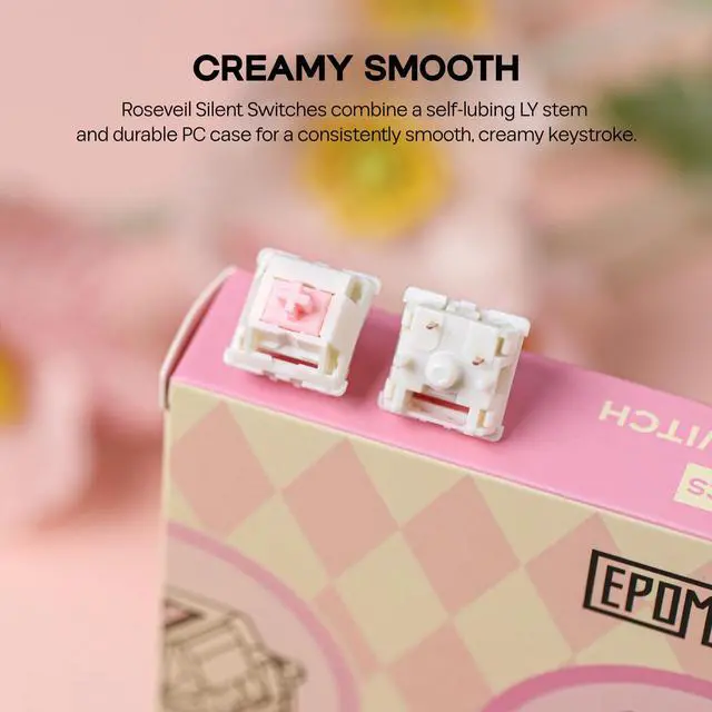 Alt view image 7 of 7 - Roseveil Silent Keyboard Switch for Mechanical Gaming Keyboard, 30PCS, 5-pin, 32gf, Pre-Lubed, Linear Silent, PC Case, LY Stem, Compatible with MX Keycaps (Roseveil Silent)