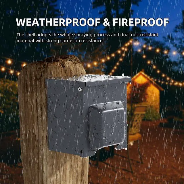 Alt view image 5 of 6 - Outdoor Electrical Outlet Box with 20 Amp WRTR GFCI Receptacle and Switch ETL Listed Weatherproof GFCI Outlet Box with 3R Enclosure Rainproof Cover