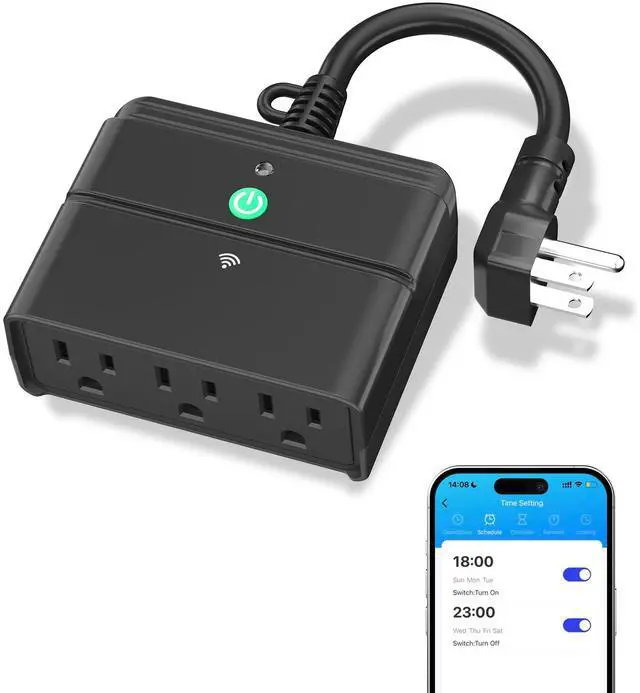 Smart Wi-Fi Outdoor Smart Plug, Heavy Duty Wi-Fi & Bluetooth Smart Plug with 3 Outlets, Alexa Smart Plugs for Alexa Devices & Google Assistant, Weatherproof IP44, No Hub Required, ETL Listed