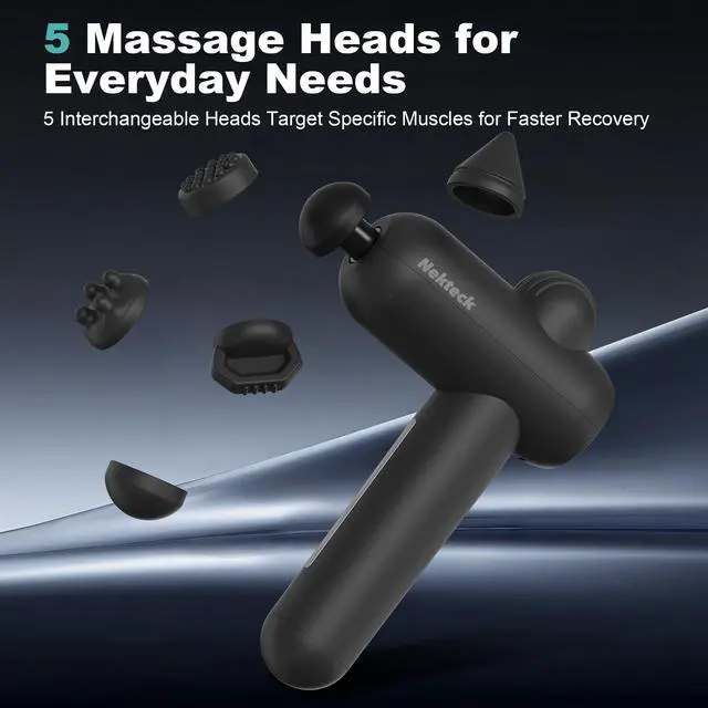 Alt view image 4 of 7 - Nekteck Massage Gun Deep Tissue - 12mm Amplitude, 30 Speeds, Full-Body Muscle Relaxation Device with 5-Head for Pain Relief, Quiet USB-C Rechargeable Percussion Muscle Massager for Home Office Travel