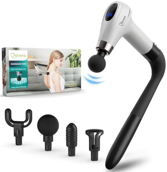 Main image of Massage Gun with Upgraded Extension Handle, Percussion Deep Tissue Back Massager with 4 Massage Heads & 6 Speed Levels, Muscles/Neck/Shoulders/Waist/Legs Massager for Pain Relief, Gifts