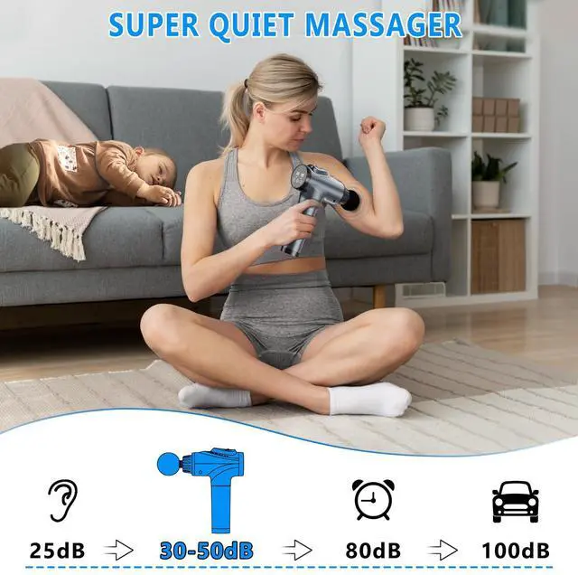 Alt view image 4 of 7 - Massage Gun, Muscle Massage Gun for Athletes Handheld Electric Deep Tissue Back Massager, Percussion Massage Device for Pain Relief with 30 Speed Levels 9 Heads pcs
