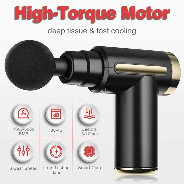 Alt view image 3 of 7 - cotsoco Massage Gun Deep Tissue for Pain Relief with 4 Massage Heads & 6 Speeds, Electric Mini Handheld Body Massager for Any Pain Relief, Best Gifts for Dad and Mom