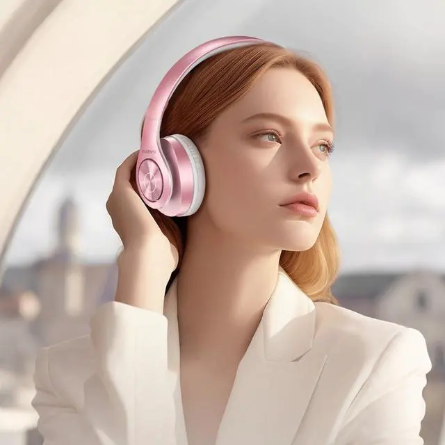 Alt view image 3 of 6 - Get Immersed in Audio Wireless Headphones - Over Ear, Bluetooth, Foldable & with Mic - Perfect for Travel, Work, TV and Cellphone