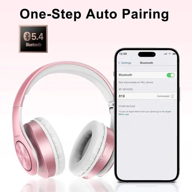 Alt view image 4 of 6 - Get Immersed in Audio Wireless Headphones - Over Ear, Bluetooth, Foldable & with Mic - Perfect for Travel, Work, TV and Cellphone