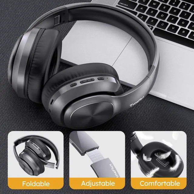 Alt view image 7 of 7 - Wireless Bluetooth Headphones Over Ear, 80H Playtime, 3EQ Sound Modes, HiFi Stereo Headphones with Deep Bass, Foldable Bluetooth 5.3 Headsets for Smartphone/PC/Computer-Metallic