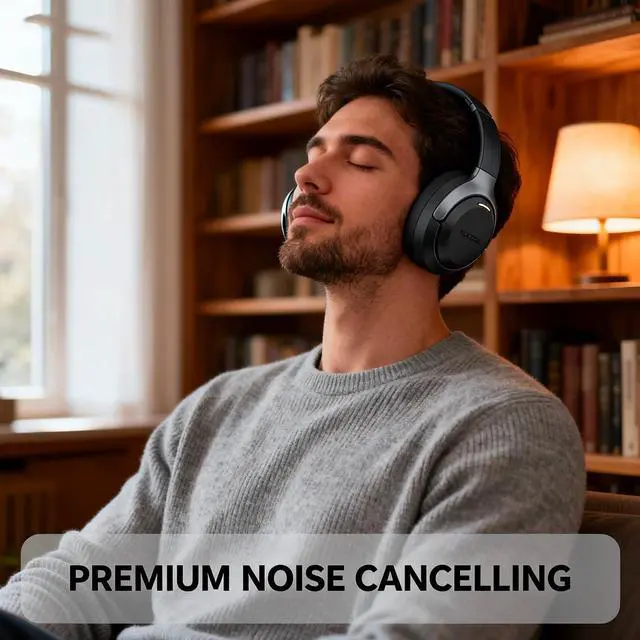 Alt view image 2 of 7 - LC30Pro Wireless Premium Noise Canceling Overhead Headphones, 100H Playtime Bluetooth V5.4, Foldable Design for School/Work/Travel/TV, Gifts