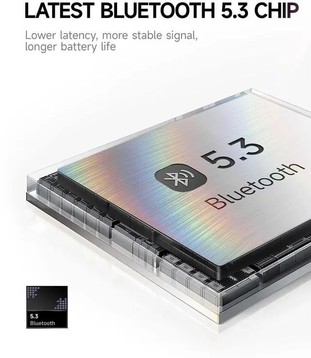 Alt view image 5 of 7 - B8 Bluetooth Headphones, 120H Playtime Headphone Wireless Bluetooth with 3 EQ Modes, Low Latency, Hands-Free Calls, Over Ear Headphones for Travel Home Office Cellphone PC Black