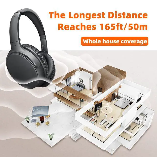 Alt view image 5 of 7 - BKM300 Wireless TV Headphones with Bluetooth USB Transmitter, Simple Operation, 165ft (50m) Wireless Range, No Static & No Delay