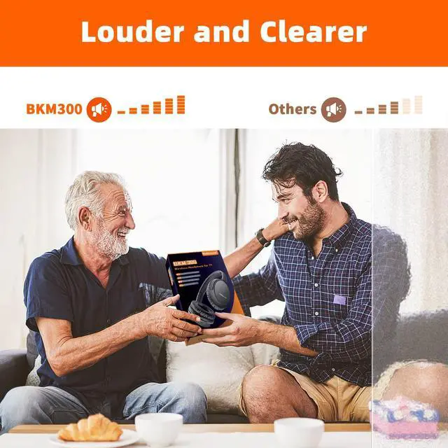 Alt view image 6 of 7 - BKM300 Wireless TV Headphones with Bluetooth USB Transmitter, Simple Operation, 165ft (50m) Wireless Range, No Static & No Delay